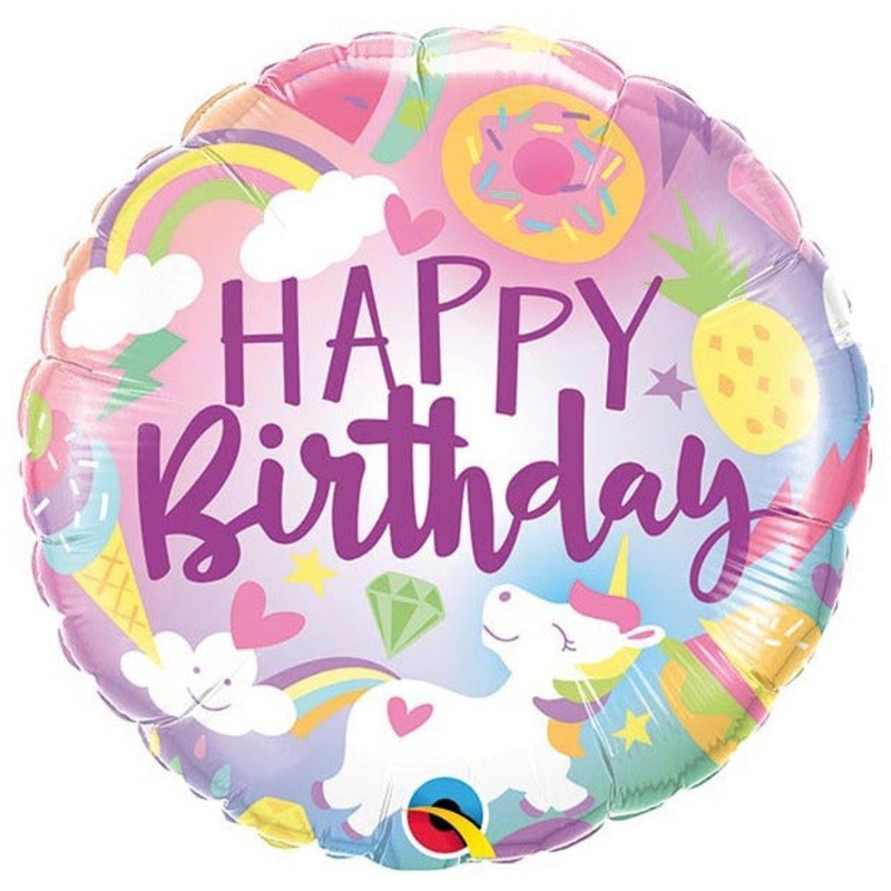 Unicorn & Sprinkles Small Birthday Balloon Helium-Filled (local only)