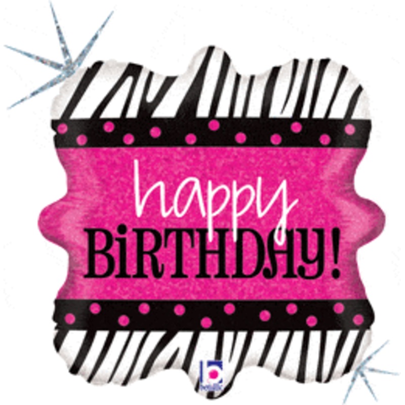 Zebra Birthday Holographic 18 Balloon