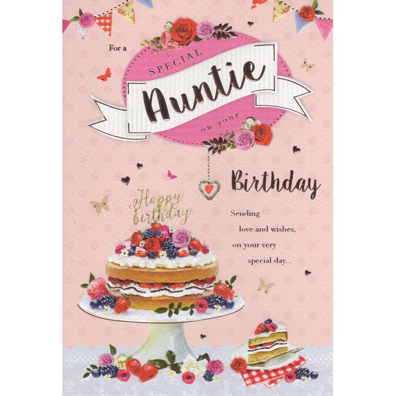 Auntie Birthday Card - Contemporary Cake Design