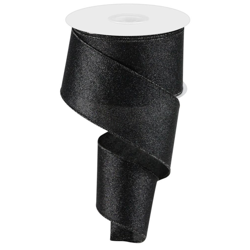 2.5" Shimmer Glitter Ribbon: Black - 10yds