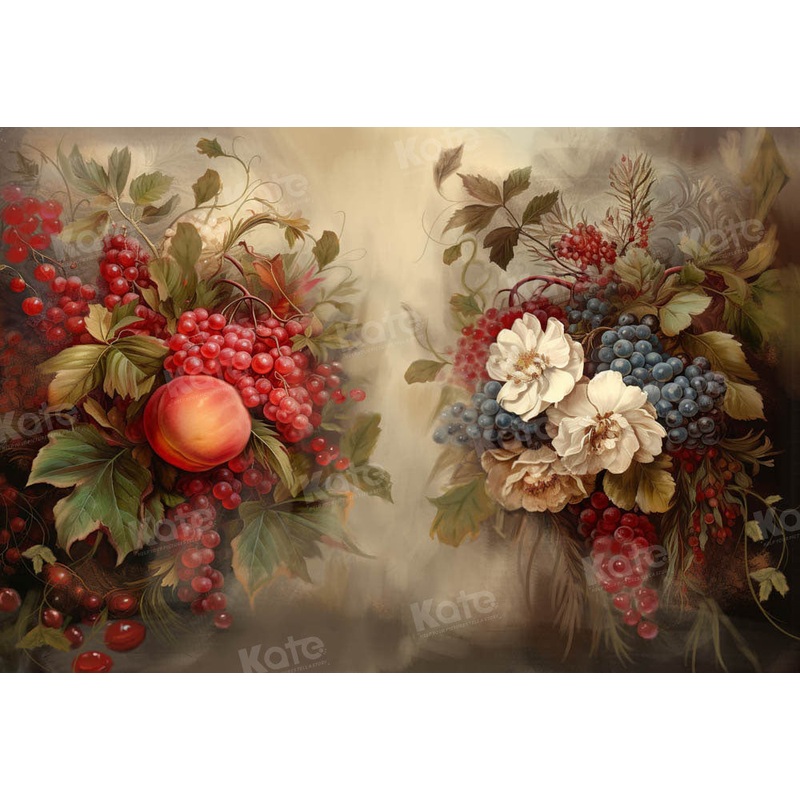 Kate Artistic Grape Flowers Backdrop for Photography 7x5ft - small kids sitting / cake smash Microfiber (Printed)