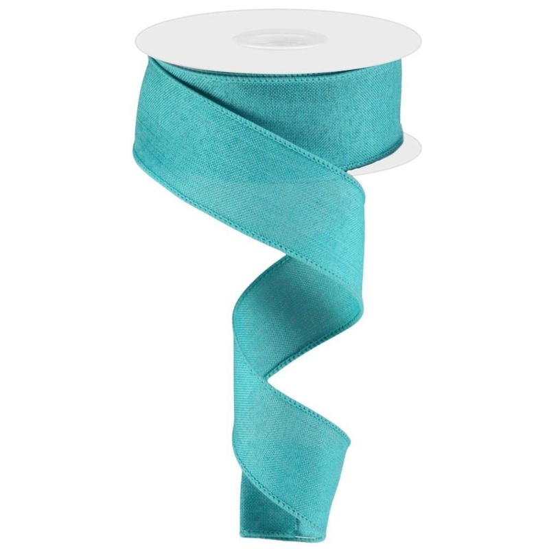 1.5" Lt Teal Royal Faux Burlap Ribbon - 10Yds