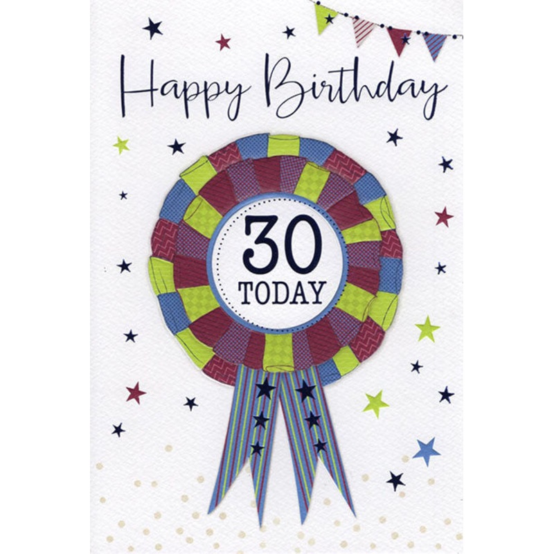 30th Birthday Card - Contemporary Rosette Design