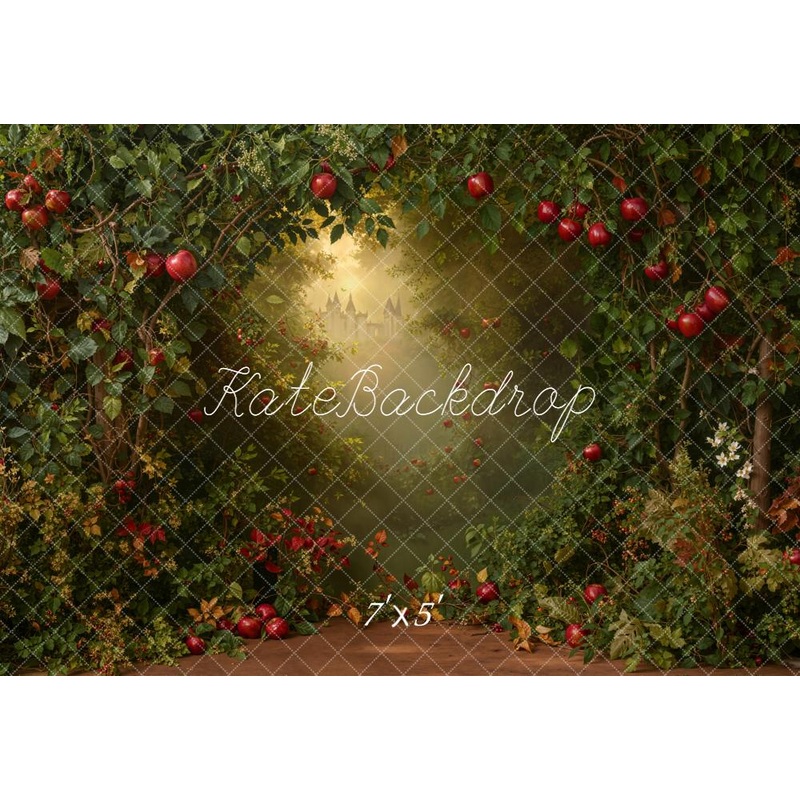 KBPA 2025 Kate Enchanted Forest Castle Apples Forest Backdrop Designed by Emetselch Microfiber (Printed) 7x5ft - small kids sitting / cake smash
