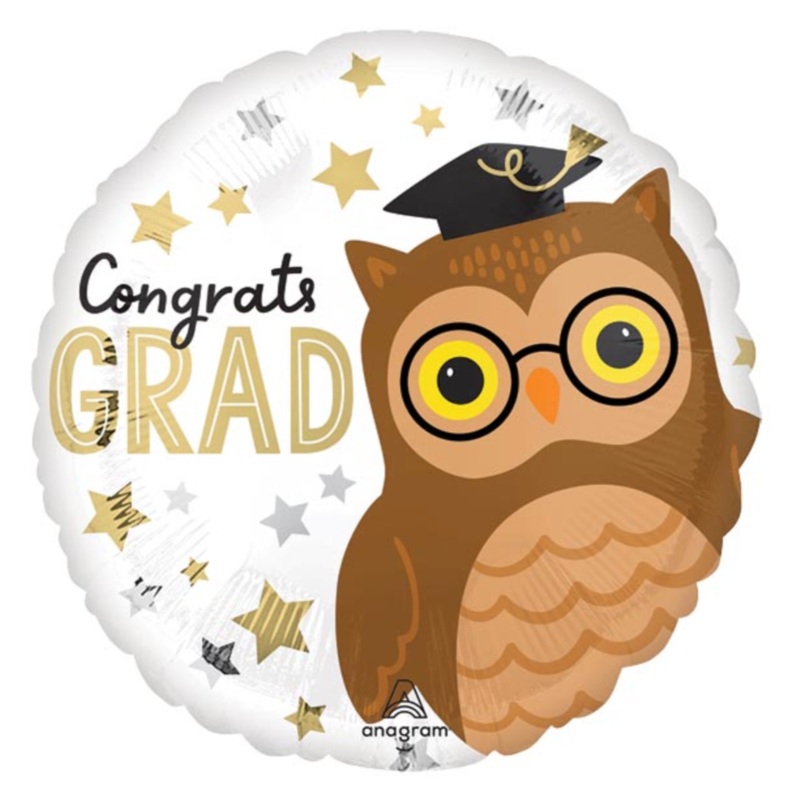 Congrats Grad Owl Small Balloon Helium-Filled (local only)