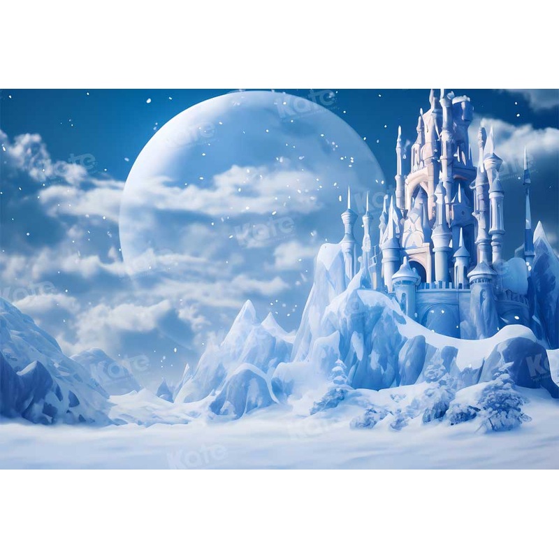 Kate Winter Ice World Castle Backdrop for Photography 7x5ft - small kids sitting / cake smash Microfiber (Printed)