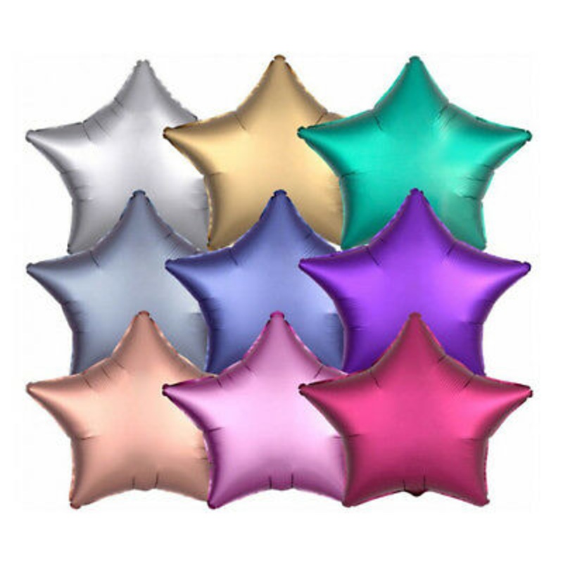 2 Satin Star Shaped Foil Balloon 18" Package (Choose your color) Black