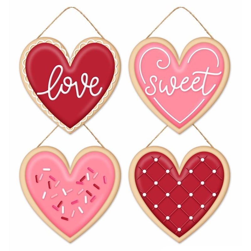 6" Frosted Heart Cookie Signs Love