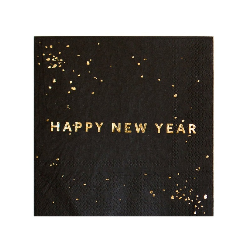 Black Happy New Year Napkins