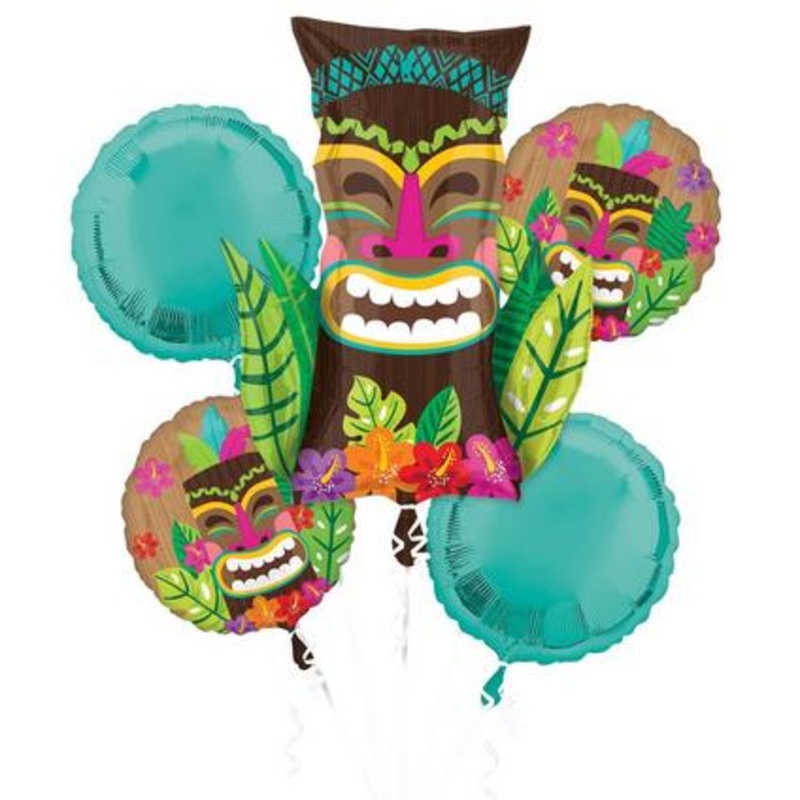 Vintage Tiki Mylar Balloon Bouquet | 5 pcs