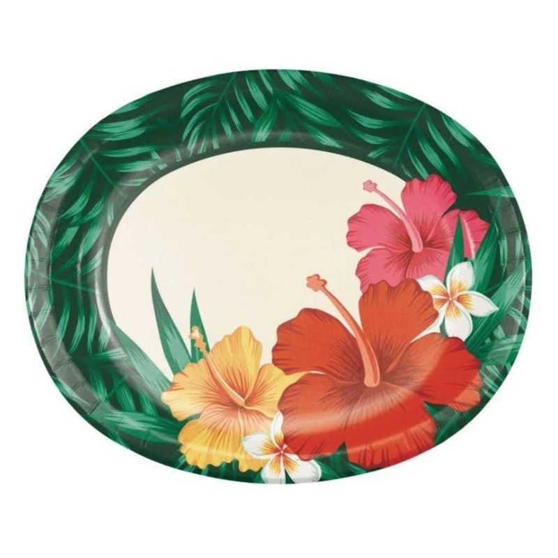 Tropical Flowers Oval Dinner Plate | 8ct