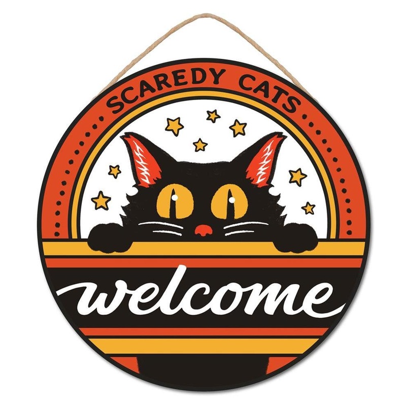 10.5" Round Scaredy Cats Welcome Sign