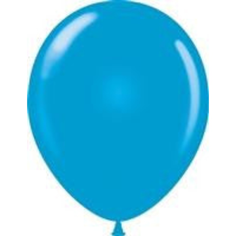11" Tuftex Blue Inflated with Helium and Ribbon