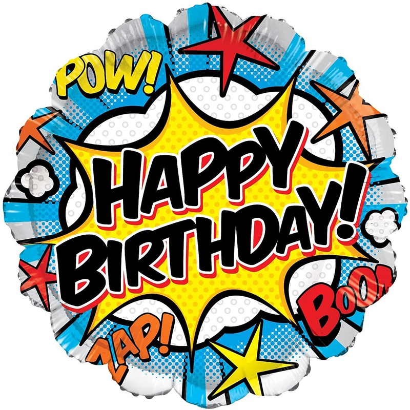 Comic Happy Birthday Small Balloon Helium-Filled (local only)