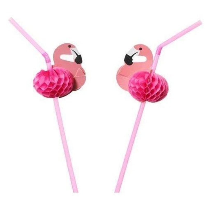 Flamingo Plastic Straws | 12ct