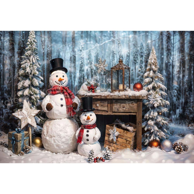 Kate Winter Christmas Snowman Backdrop Designed by Chain Photography 7x5ft - small kids sitting / cake smash Microfiber (Printed)