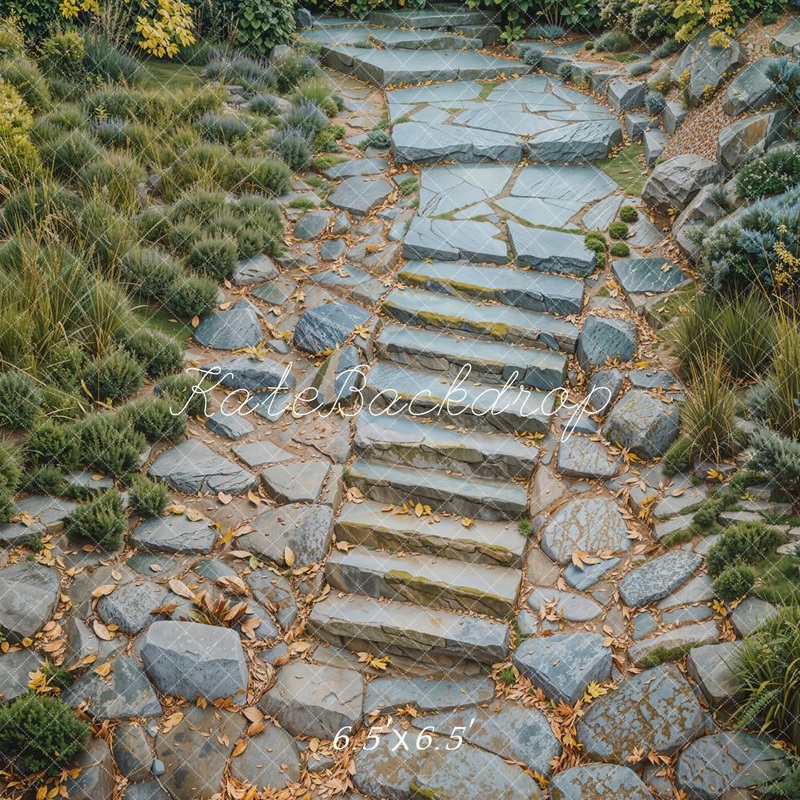 Kate Stairs Stone Path Grass Floor Backdrop Designed by Kate Image Microfiber (Printed) 7x5ft - small kids sitting / cake smash