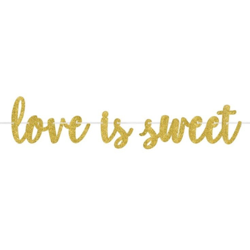 "Love is Sweet" Gold Glitter Letter Banner | 12ft