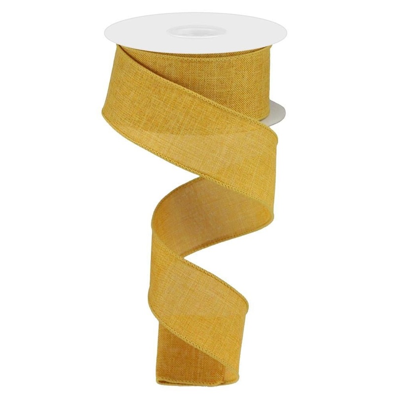 1.5" Dark Mustard Royal Faux Burlap Ribbon - 50Yds