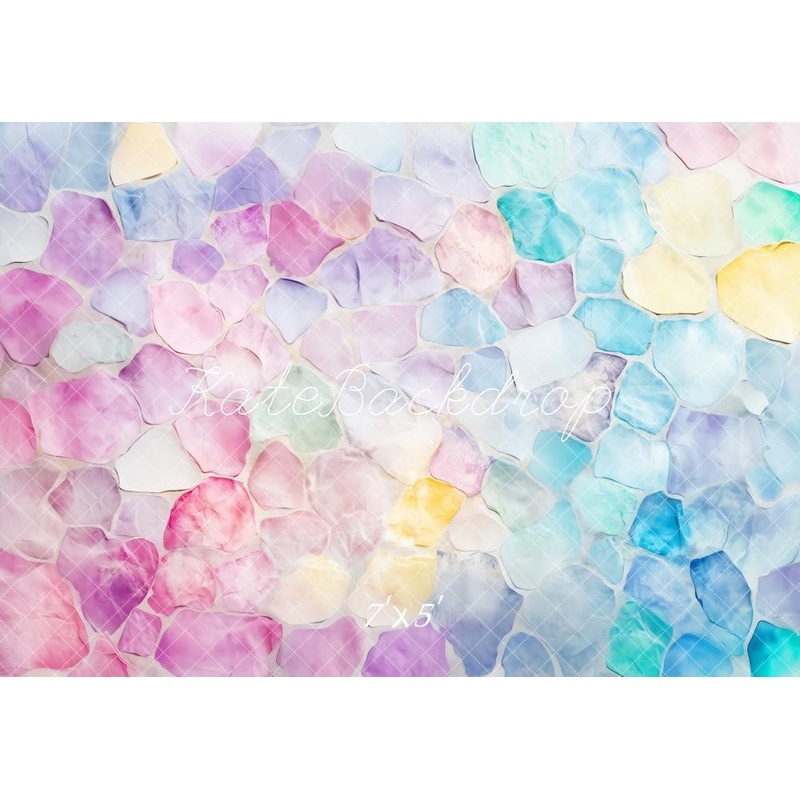Kate Abstract Texture Pastel Watercolor Backdrop Designed by Patty Roberts Microfiber (Printed) 7x5ft - small kids sitting / cake smash