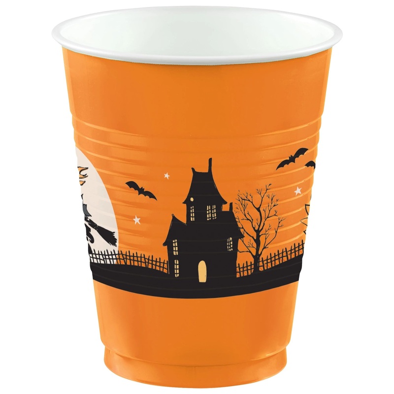 Vintage Halloween Printed Plastic Cups 16 oz | 25 ct