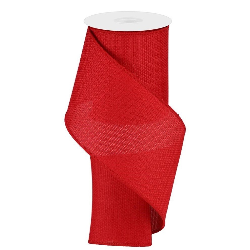 4" Red Faux Burlap Ribbon - 4" x 10Yd