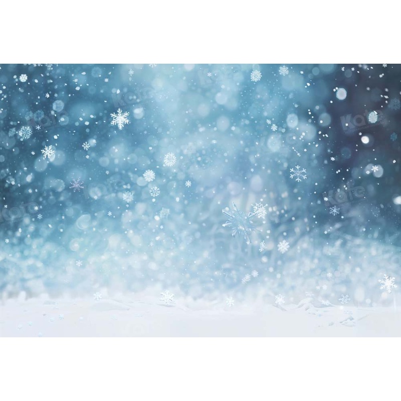 Kate Winter Bokeh Snowflake Blue Backdrop Designed by Chain Photography 7x5ft - small kids sitting / cake smash Microfiber (Printed)