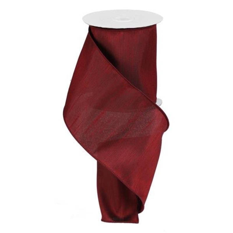 4" Faux Dupioni Ribbon: Burgundy - 10yds