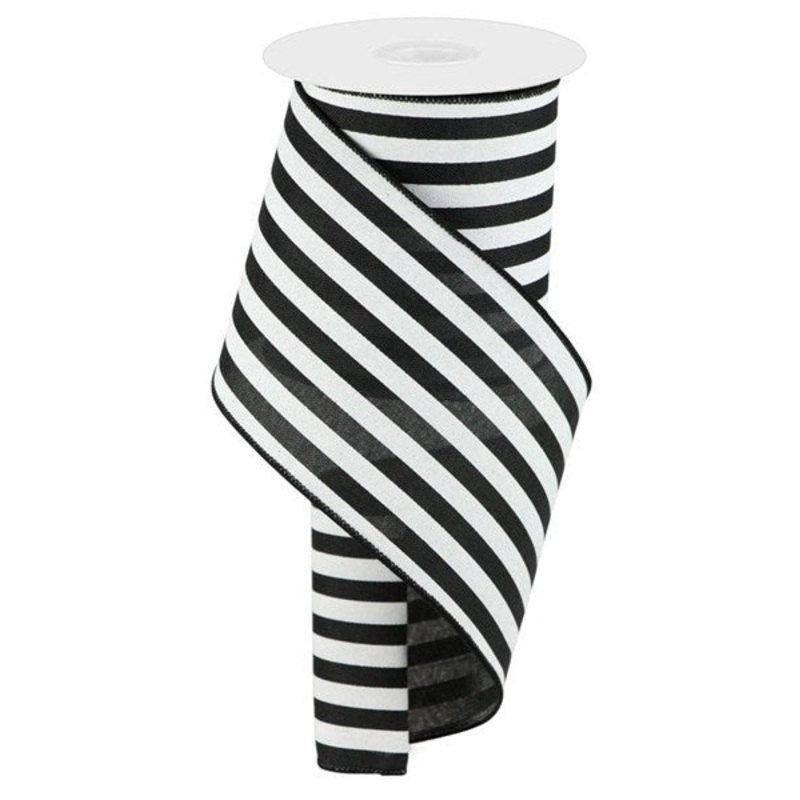 4" Vertical Stripe Ribbon: Black/White