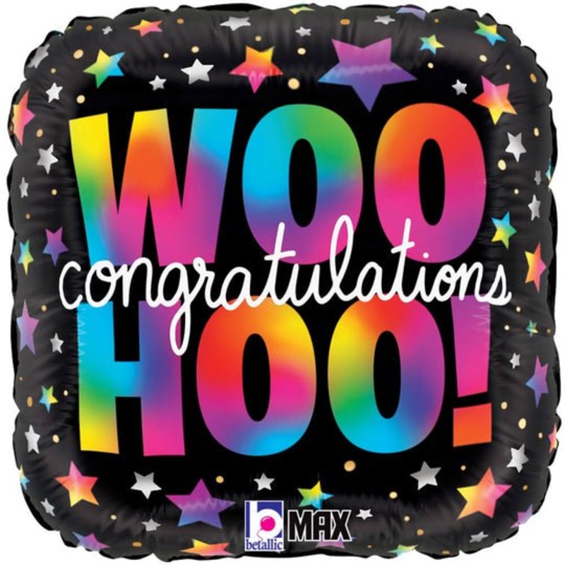 Woo Hoo! Congratulation Square Mylar Balloon, 18" | 1ct