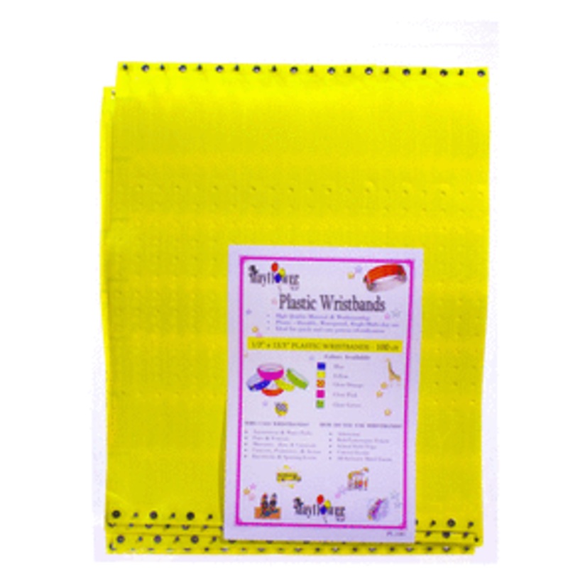 1/2" Plastic Wristband - Yellow (100 count)