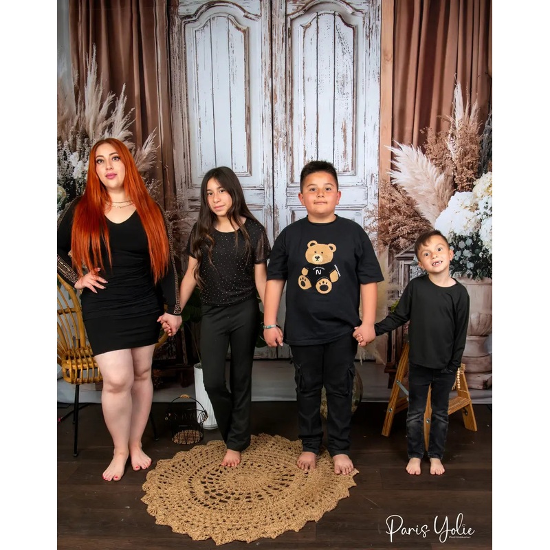 Kate Boho Rustic Floral Vintage Door Backdrop Designed by Emetselch Microfiber (Printed) 7x5ft - small kids sitting / cake smash