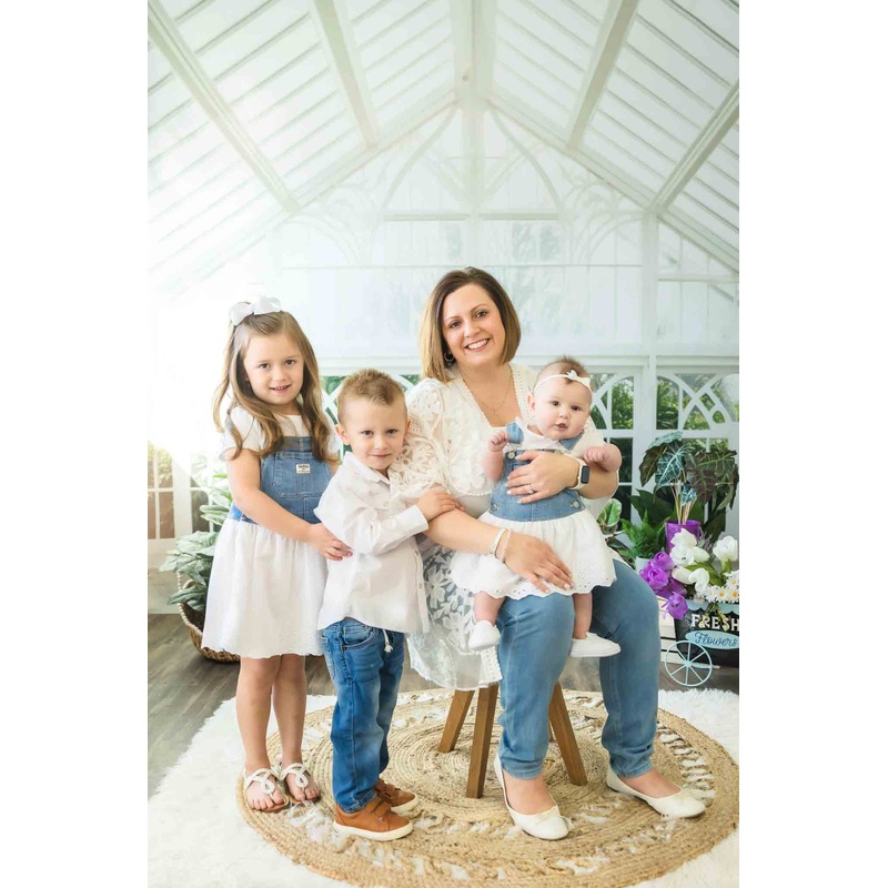 Kate White Spring Greenhouse Backdrop Designed by Patty Robert 7x5ft - small kids sitting / cake smash Microfiber (Printed)