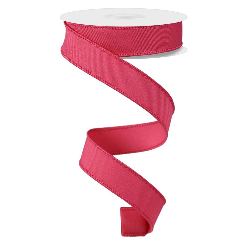7/8" Diagonal Weave Fabric Ribbon: Hot Pink
