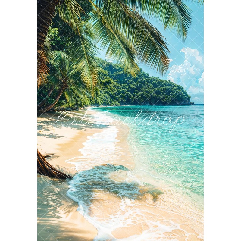 Kate Beach Summer Tropical Palm Trees Backdrop Designed by Emetselch Microfiber (Printed) 5x7ft(1.5x2.2m)