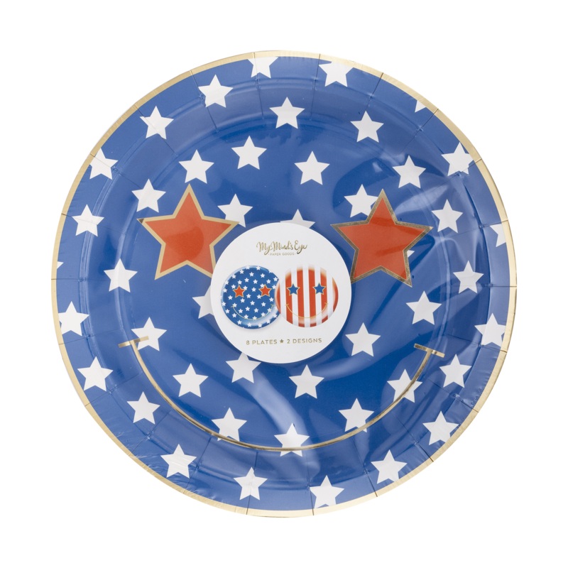 Star & Stripe Smiley Paper Plate Set