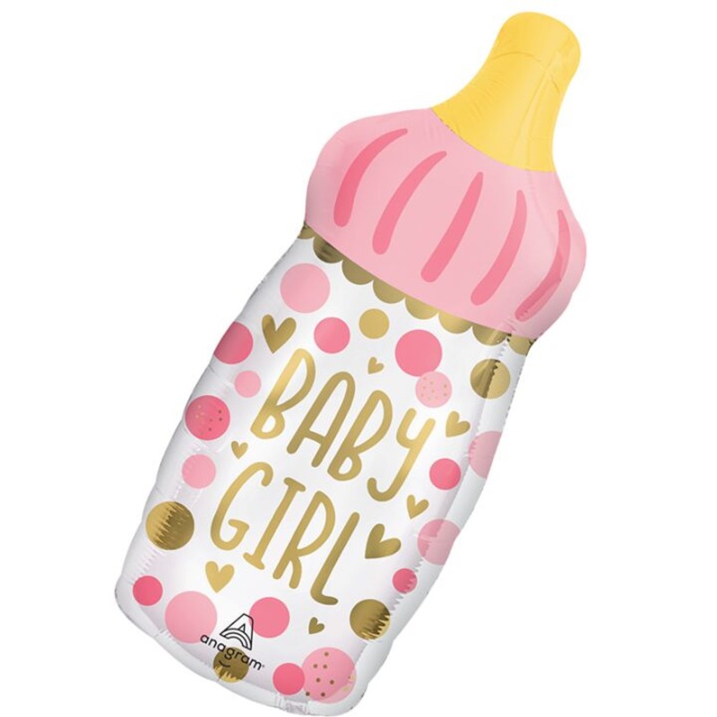 Baby Girl Bottle Super Shape Mylar Balloon 31" | 1ct