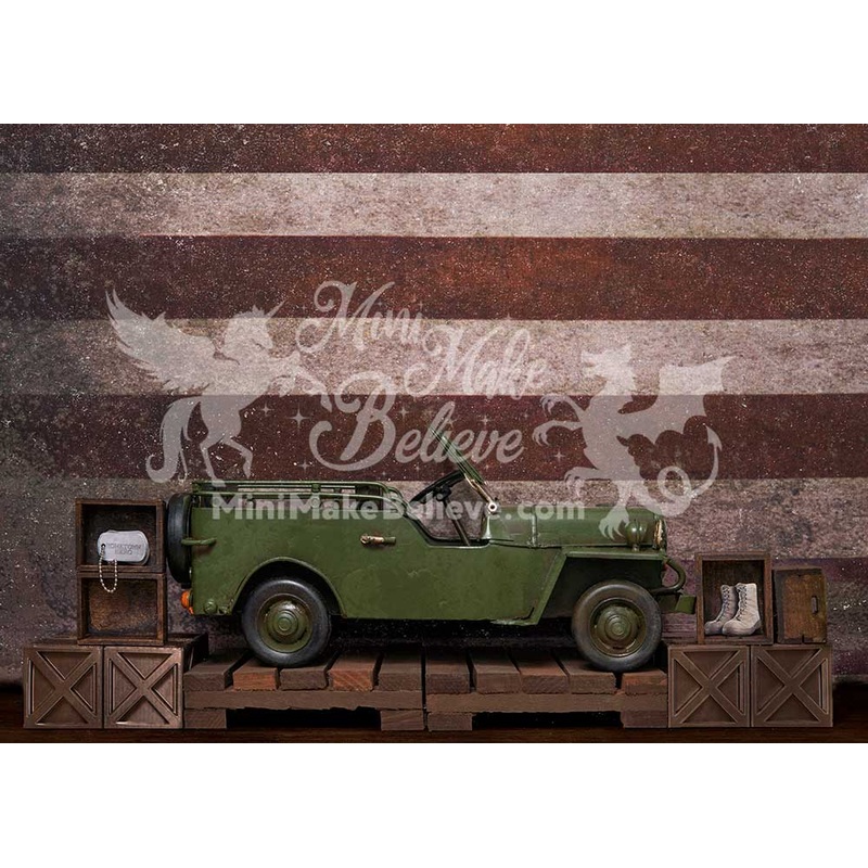 Kate 4th of July Green Jeep Backdrop for Photography Designed by Mini MakeBelieve 5x3ft - newborns and babies Microfiber (Printed)