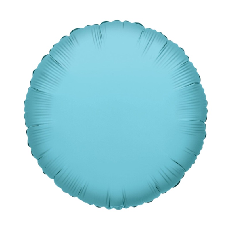 18" Baby Blue Round Foil Balloon Inflated with Helium and Ribbon