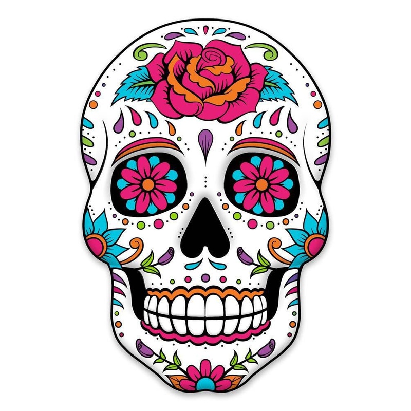 10" Metal Sugar Skull: White