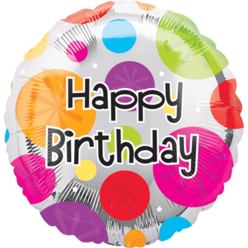 18" B-day Colorful Dots Foil Balloons