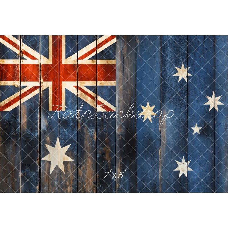 Kate Vintage Australian Flag Backdrop Designed by Emetselch Microfiber (Printed) 7x5ft - small kids sitting / cake smash
