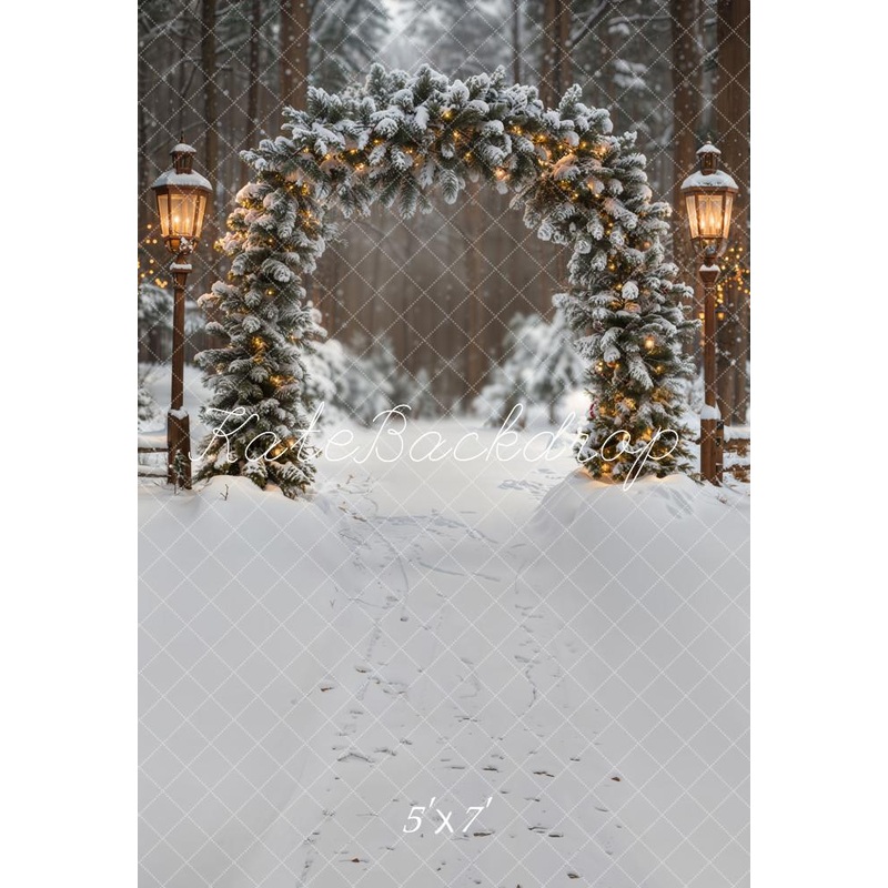 Kate Christmas Arch Winter Forest Snow Backdrop Designed by Emetselch Microfiber (Printed) 5x7ft(1.5x2.2m)