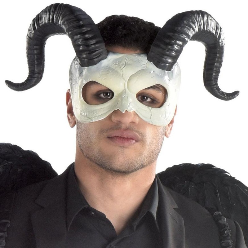 Adult Horned Ram Skull Plastic Half Mask | 1 ct