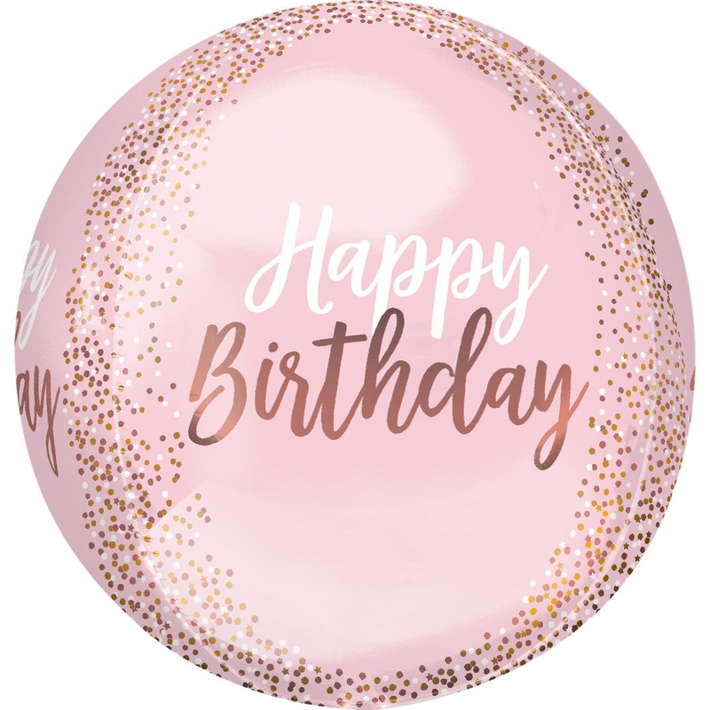 Blush Pink Birthday Orb Balloon Helium-Filled (local only)