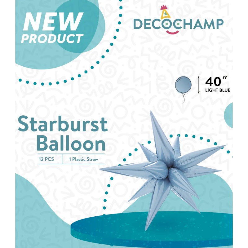 Starburst Foil Balloons Light Blue 40