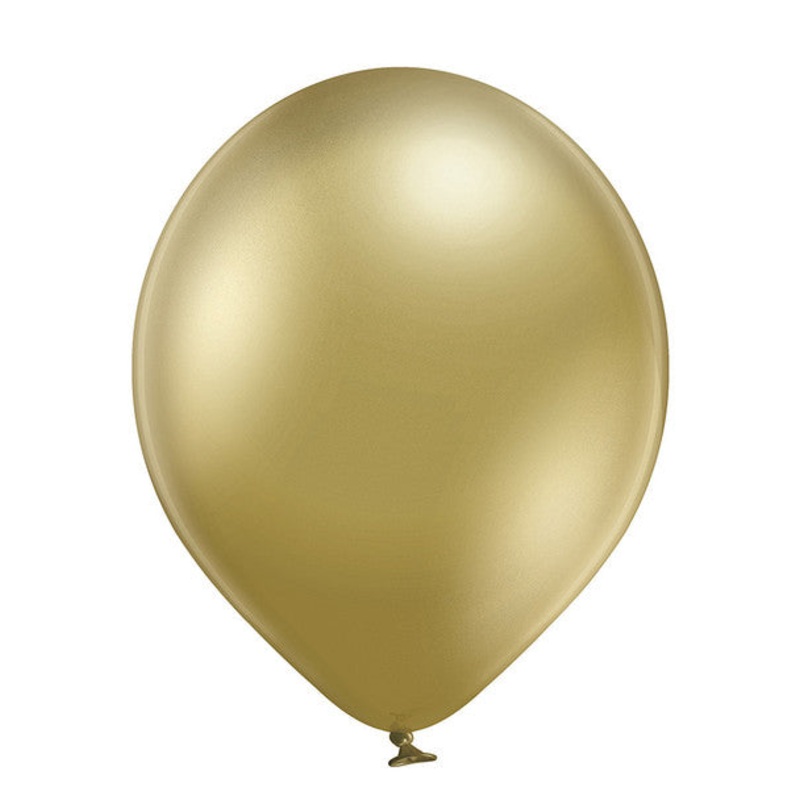11" Ellie's Reflex Gold Inflated with Helium and Ribbon
