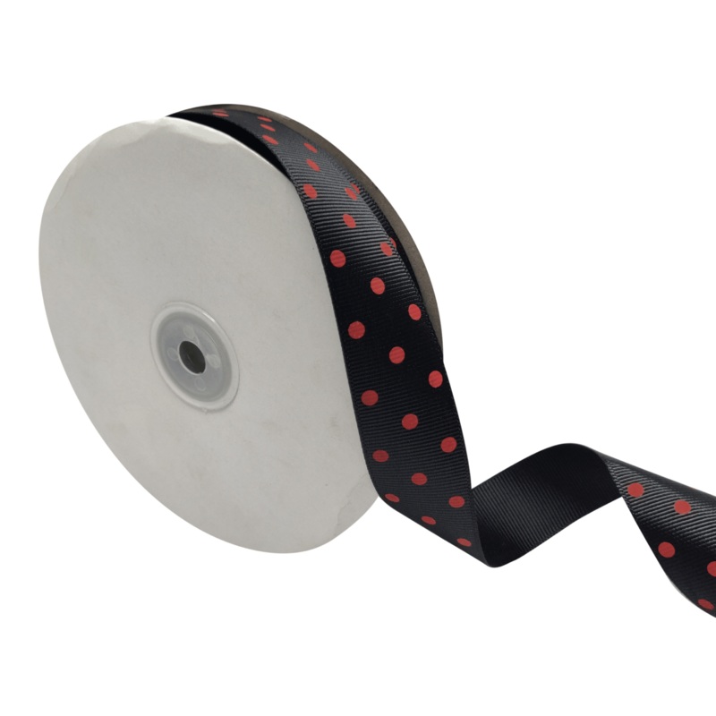 ARIA DOTS | BLACK WITH RED | 25MM | 45MTR