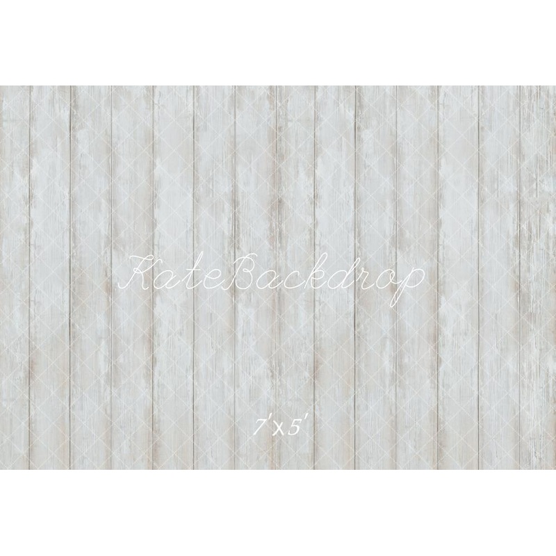 Kate Vintage White Wood Floor Backdrop Designed by Kate Image Microfiber (Printed) 7x5ft(2.2x1.5m)