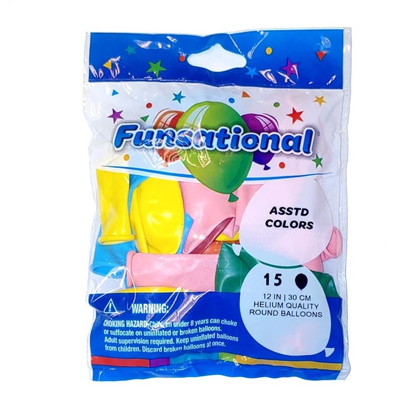 12" Funsational Latex Balloon Pack, Assorted Colors | 15 ct